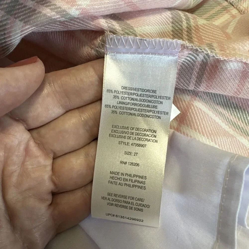 Laura Ashley Pink and Gray Plaid Smocked Dress